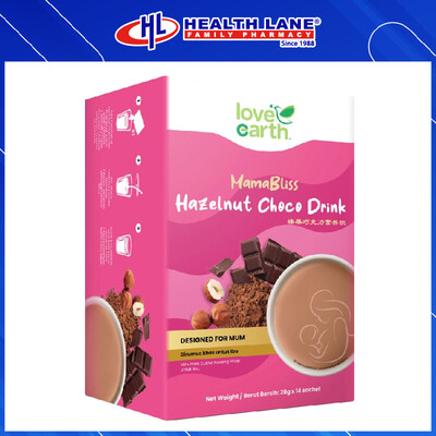 LOVE EARTH MAMABLISS HAZELNUT CHOCO DRINK 20G X 14'S